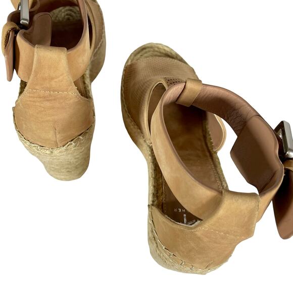 Marc Fisher LTD Annie Espadrille Perforated Leather Platform Wedges - Size 10 - Picture 5 of 10